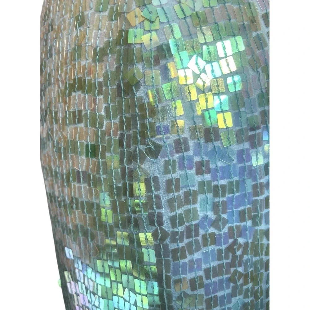 Vintage Cache Silk Beaded Ombré Sequins Iridescent Gown Mermaid Embellished Y2k - Picture 15 of 16